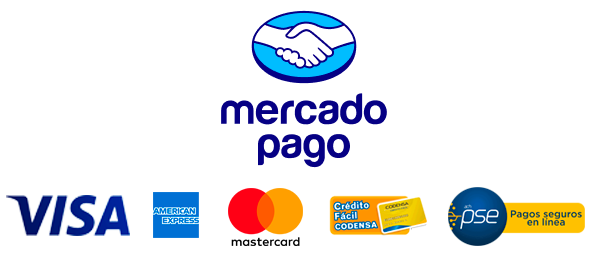 Medios de pago: MercadoPago, Visa, American Express, Mastercard, Codensa, PSE